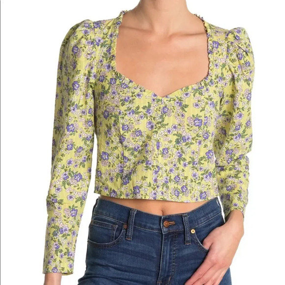 New Floral TopShop Cropped Blouse - Picture 1 of 8